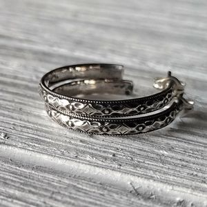 Sterling silver Diamond Floral hoop earrings